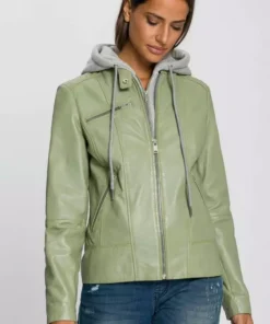 KangaROOS Lederjacke im Biker-Look mit abnehmbaren Sweateinsatz - NEUE KOLLEKTION Lindgr&uuml;n, Schwarz, Ecru -KangaROOS Verkaufsladen fdda9adb 10b5 5b9b bf81 47e45719f374