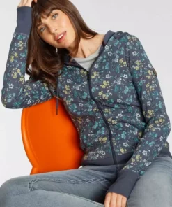 KangaROOS Kapuzensweatjacke mit floralem Allover-Druck - NEUE KOLLEKTION Schwarz, Marine